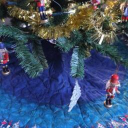 Nutcracker Christmas Tree Skirt, Blue Quilted 50-Inch Skirt - thumbnail 3