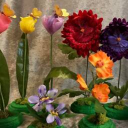 "Alice in Wonderland - NonTalking Flowers ""Bread & Butterflies Kissing The Tulips Pink" - thumbnail 4
