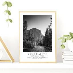 Yosemite National Park Print Black & White Mountain Wall Art - thumbnail 3