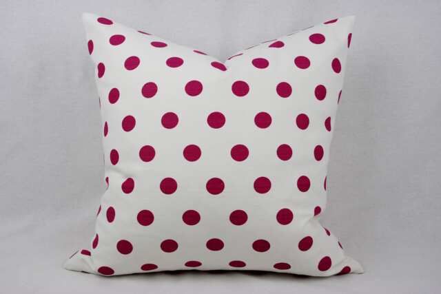 Pink & White Cotton Polka Dot Pillow Cover, Multiple Sizes Available, 18 X Inch Shown, Modern Toss Pillow, Throw Accent - image 1