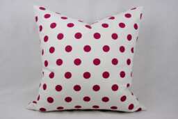 Pink & White Cotton Polka Dot Pillow Cover, Multiple Sizes Available, 18 X Inch Shown, Modern Toss Pillow, Throw Accent - thumbnail 1