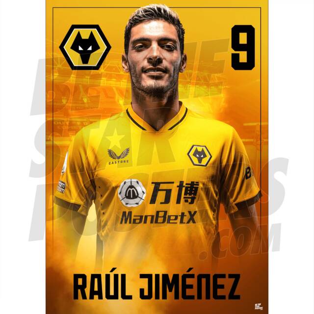 Wolverhampton Wanderers Fc Jimenez 21/22 Headshot Poster - Officially Licensed Product A4/A3 + Framed Option - image 1