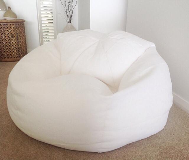 Linen Bean Bag Cover White, Aqua, Navy - Modern Home Decor - image 1