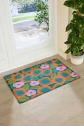 Elizabeth Olwen Flora Indoor Outdoor Doormat - Botanical Entrance Rug Retro Floral Home Decor Housewarming Gift 90x60cm