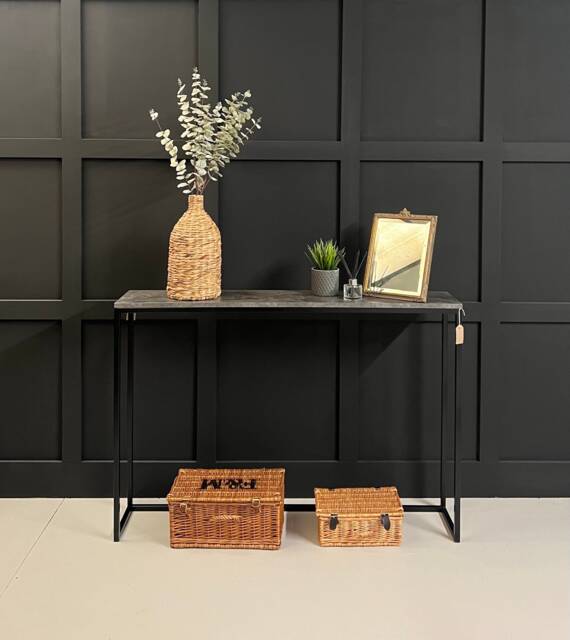 Black Mild Steel Framed Console Table Radiator Cover Sideboard Hallway Furniture - image 1