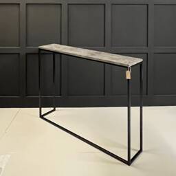 Black Mild Steel Framed Console Table Radiator Cover Sideboard Hallway Furniture - thumbnail 2