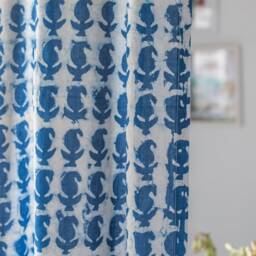 Indigo Paisley Semi Sheer Curtains, Cotton Curtains, Sheer Panels, Paisley Print , Curtain Panels, Blockprint Curtains, Window Panels - thumbnail 3