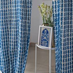Indigo Paisley Semi Sheer Curtains, Cotton Curtains, Sheer Panels, Paisley Print , Curtain Panels, Blockprint Curtains, Window Panels - thumbnail 2