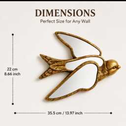 Swallow Mirror Wall Decor, Gold Bird Home Accent, Decorative Plastic Mirror, Living Room Art, Bedroom Boho Gift - thumbnail 4