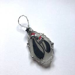 Hand Painted Sea Glass Christmas Tree Decoration Santa Hat Cats
