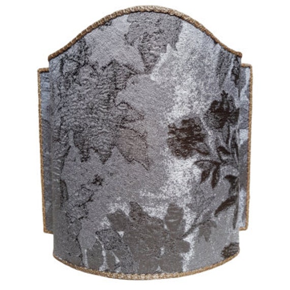 Venetian Lamp Shade Silver & Gold Silk Brocade Rubelli Fabric Dorian Gray Pattern Half Lampshade - Handmade in Italy - image 1