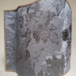 Venetian Lamp Shade Silver & Gold Silk Brocade Rubelli Fabric Dorian Gray Pattern Half Lampshade - Handmade in Italy - thumbnail 2