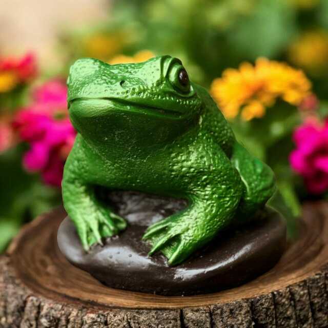 Green Concrete Toad Statue Frog Figurine Stone Amphibian Sculpture Pond Frog Decor Garden Ornament Lover Gift Outdoor Figure - image 1