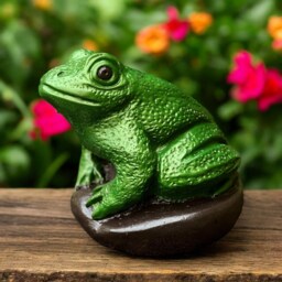 Green Concrete Toad Statue Frog Figurine Stone Amphibian Sculpture Pond Frog Decor Garden Ornament Lover Gift Outdoor Figure - thumbnail 2