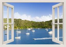 3D Window View Wall Decal, Sea Decal Mural, Sticker, Nature Forest Bedroom Home Decor Living Room