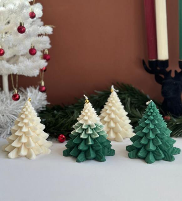Soy Wax Christmas Tree Candle Festive Scented Pillar Candle - image 1