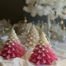 Soy Wax Christmas Tree Candle Festive Scented Pillar Candle - thumbnail 2