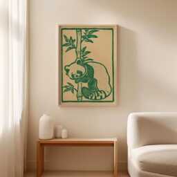 Red Panda Poster, Green Paper Animal Wall Art - thumbnail 3
