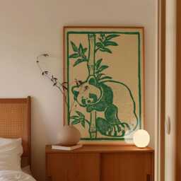 Red Panda Poster, Green Paper Animal Wall Art - thumbnail 2