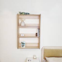 Wall Mounted Birch Plywood Bookshelf - Floating Modern Bookcase Bespoke Design Hanging Wooden Shelving - thumbnail 3