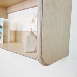 Wall Mounted Birch Plywood Bookshelf - Floating Modern Bookcase Bespoke Design Hanging Wooden Shelving - thumbnail 2