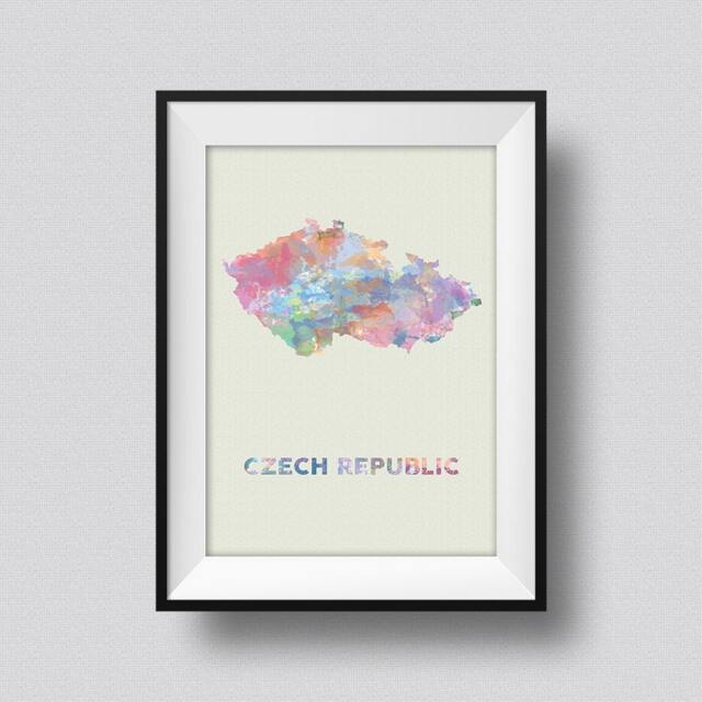 Czech Republic Watercolor Map Art Print Ink Splash Poster Canvas