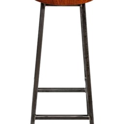 Bertie Broadoak-Brown - Steel Frame Industrial Bar Stool With Chunky Brown Oak Seat - thumbnail 3