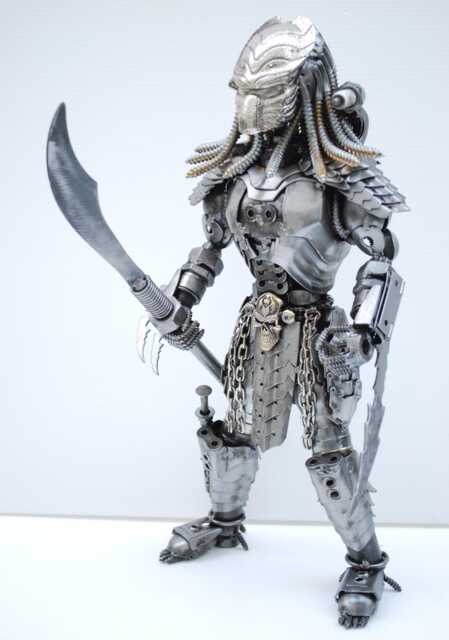 Predator Metal Sci-Fi Sculpture, Unique Recycled Steel Art, One-Of-A-Kind Father Day Gift - image 1