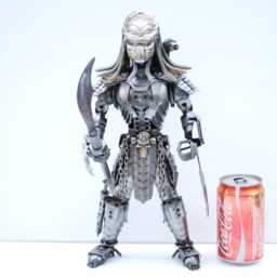 Predator Metal Sci-Fi Sculpture, Unique Recycled Steel Art, One-Of-A-Kind Father Day Gift - thumbnail 2