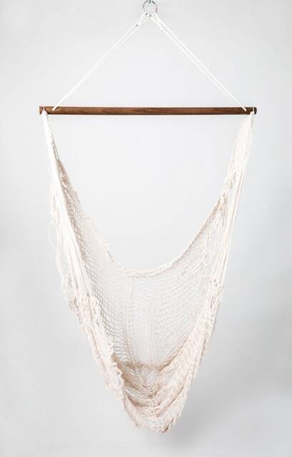 White Hammock Chair Swing Hand Woven Natural, Machine-Washable Cotton Blend For Boho Luxury Lounging - image 1