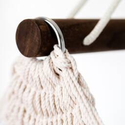 White Hammock Chair Swing Hand Woven Natural, Machine-Washable Cotton Blend For Boho Luxury Lounging - thumbnail 3