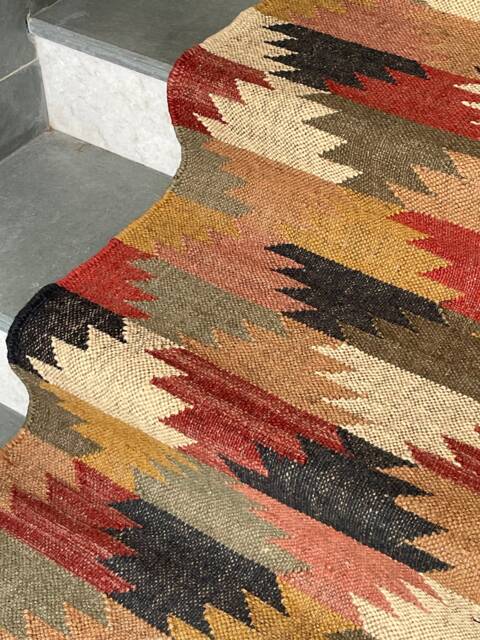 Handmade Kilim Stair Runner Rug Jute & Wool, 2.5 X 22 Ft - image 1