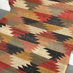 Handmade Kilim Stair Runner Rug Jute & Wool, 2.5 X 22 Ft - thumbnail 3
