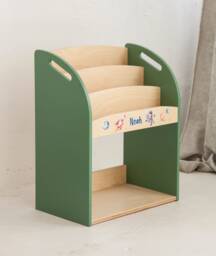 Personalized Montessori Bookshelf For Kids Room, Plywood Floor Shelf Nursery Baby Name Toys Shelf, Custom Toddler - thumbnail 1