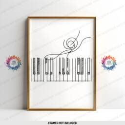 Minimalist Piano Prints - Set Of 3 Wall Art - Line Drawing Posters Music Room Decor Sketch Design Key Print - thumbnail 3