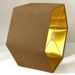 New Luxury Premium Quality Old Gold Hexagon Velvet Lamp Shade Pendant Light Brown With Metallic Lining - thumbnail 3