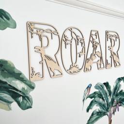 Roar Sign - Nursery Decor Name Dinosaur Wall Art Personalised Jungle Themed
