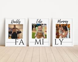 Personalised Family Photo Prints Set Of 3 - Custom Name Wall Art - thumbnail 1