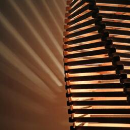 Spiral Wood Floor Lamp - Sculptural Wooden Modern Statement Lighting - thumbnail 3