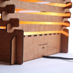 Spiral Wood Floor Lamp - Sculptural Wooden Modern Statement Lighting - thumbnail 2