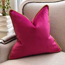 Cerise Pink Velvet Cushion Cover - Custom Throw Pillow - thumbnail 3