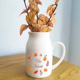 Autumnal Ceramic Flower Jug - Hello Autumn Vase Home D??cor Styling Gift - thumbnail 3