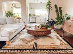 Beige White Abstract Moroccan Rug, Style Hand Knotted Shag Area Boho Wool Carpet