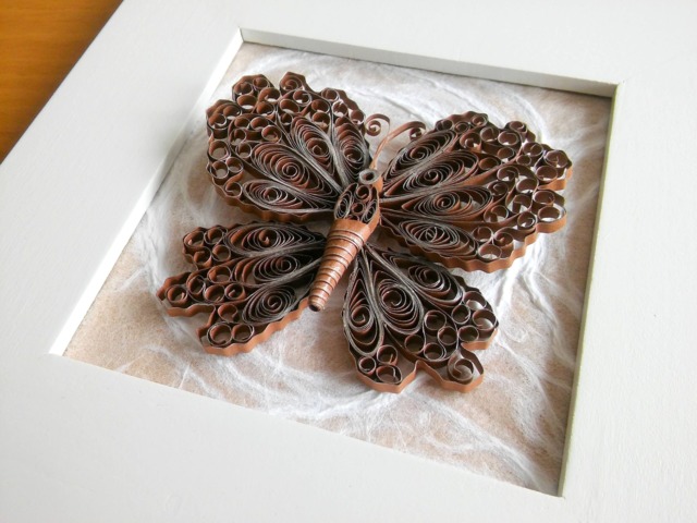 Paper Quilling Butterfly Wall Art Vintage Filigree Decor - image 1