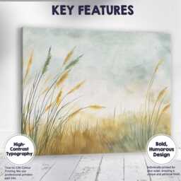 Golden Reed Meadow Misty Watercolour Landscape Canvas Wall Art Print Decor Picture Ready To Hang - thumbnail 1