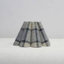 Handmade Blue Plaid Fabric Lampshade Pleated Shade For Home Gift-104# - thumbnail 1