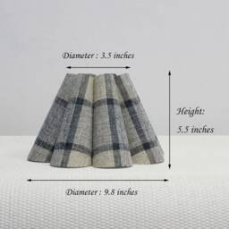 Handmade Blue Plaid Fabric Lampshade Pleated Shade For Home Gift-104# - thumbnail 2