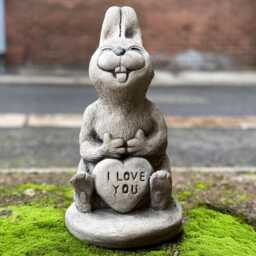 Smiling Rabbit Sculpture Concrete Peter Figurine Outdoor Pet Ornament Funny Farm Decoration Lawn Bunny Lover Gift Yard Art - thumbnail 3