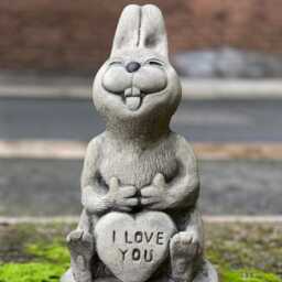 Smiling Rabbit Sculpture Concrete Peter Figurine Outdoor Pet Ornament Funny Farm Decoration Lawn Bunny Lover Gift Yard Art - thumbnail 2