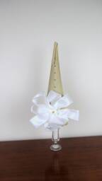 Sparkling Gold Christmas Tree-Handmade, Unique, Holiday Table Decor-Fabulous Hostess Gift-Gold Tree With White Pearls & Big Bow